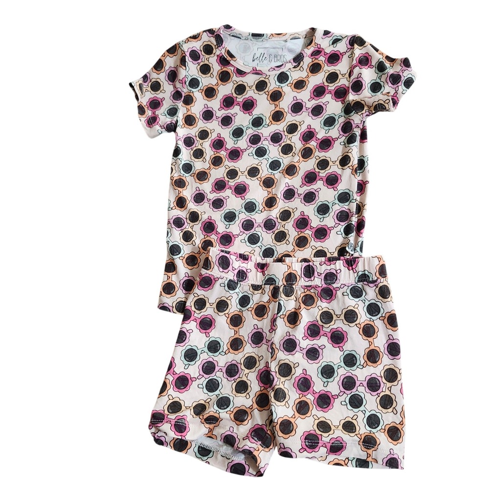 18-24M Girls Bamboo Belle & Bros Pajama Set Sunglasses Short Sleeve Shorts